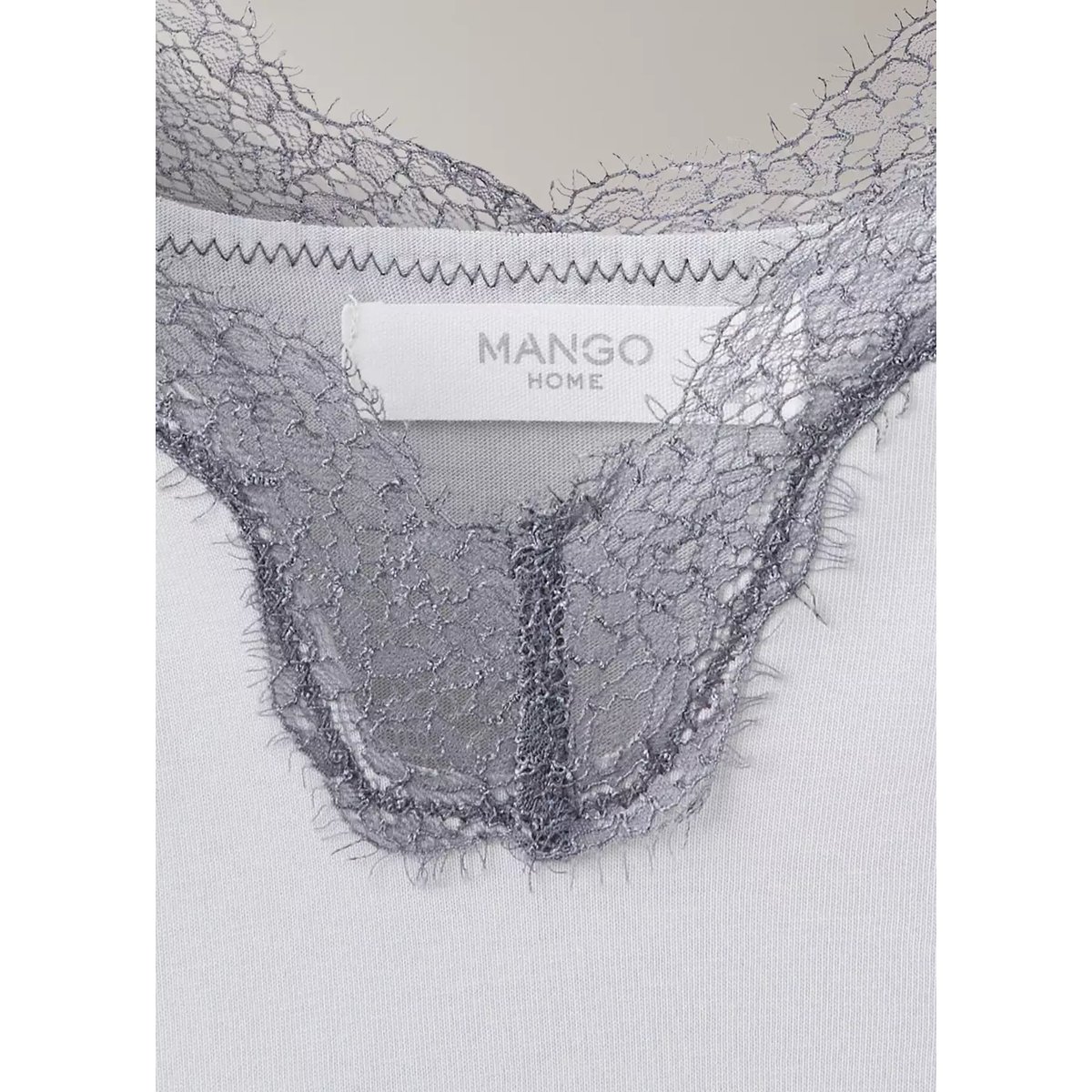 Caftan lyocell coton dentelle gris, MANGO