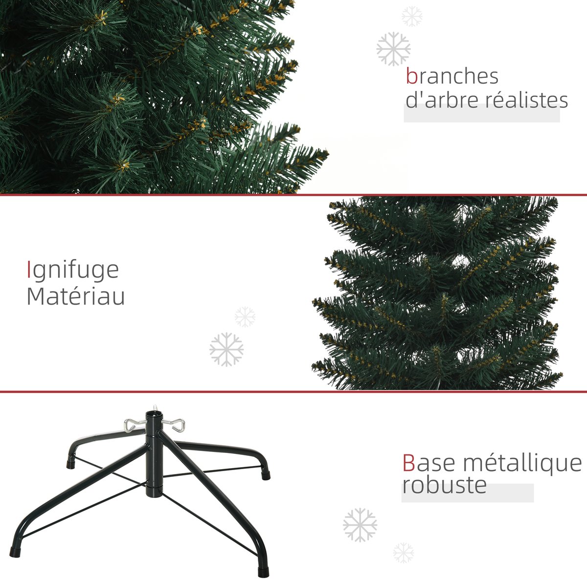 Sapin de Noël Plastique Vert vert, HOMCOM