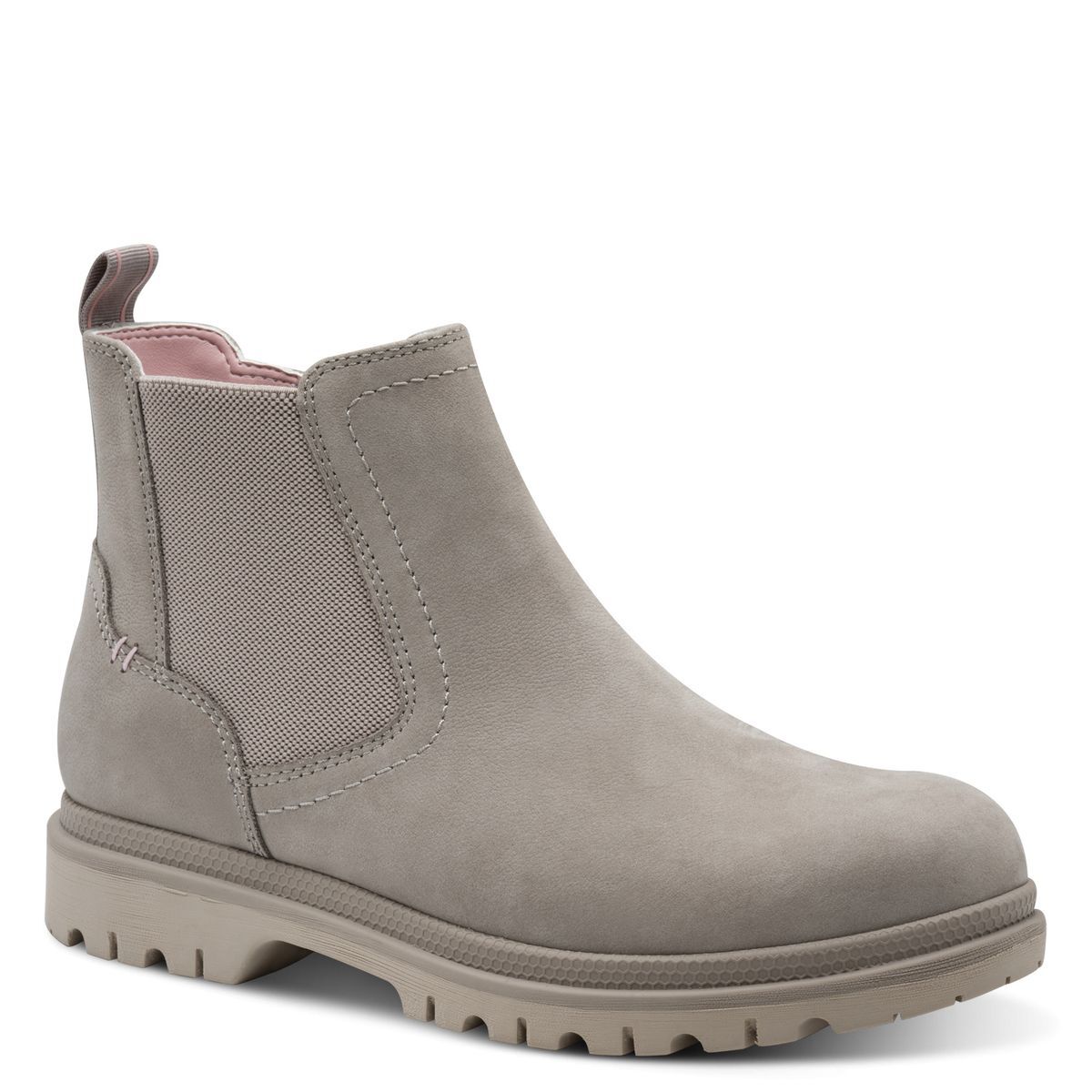 Bottine Chelsea en cuir gris clair, TAMARIS