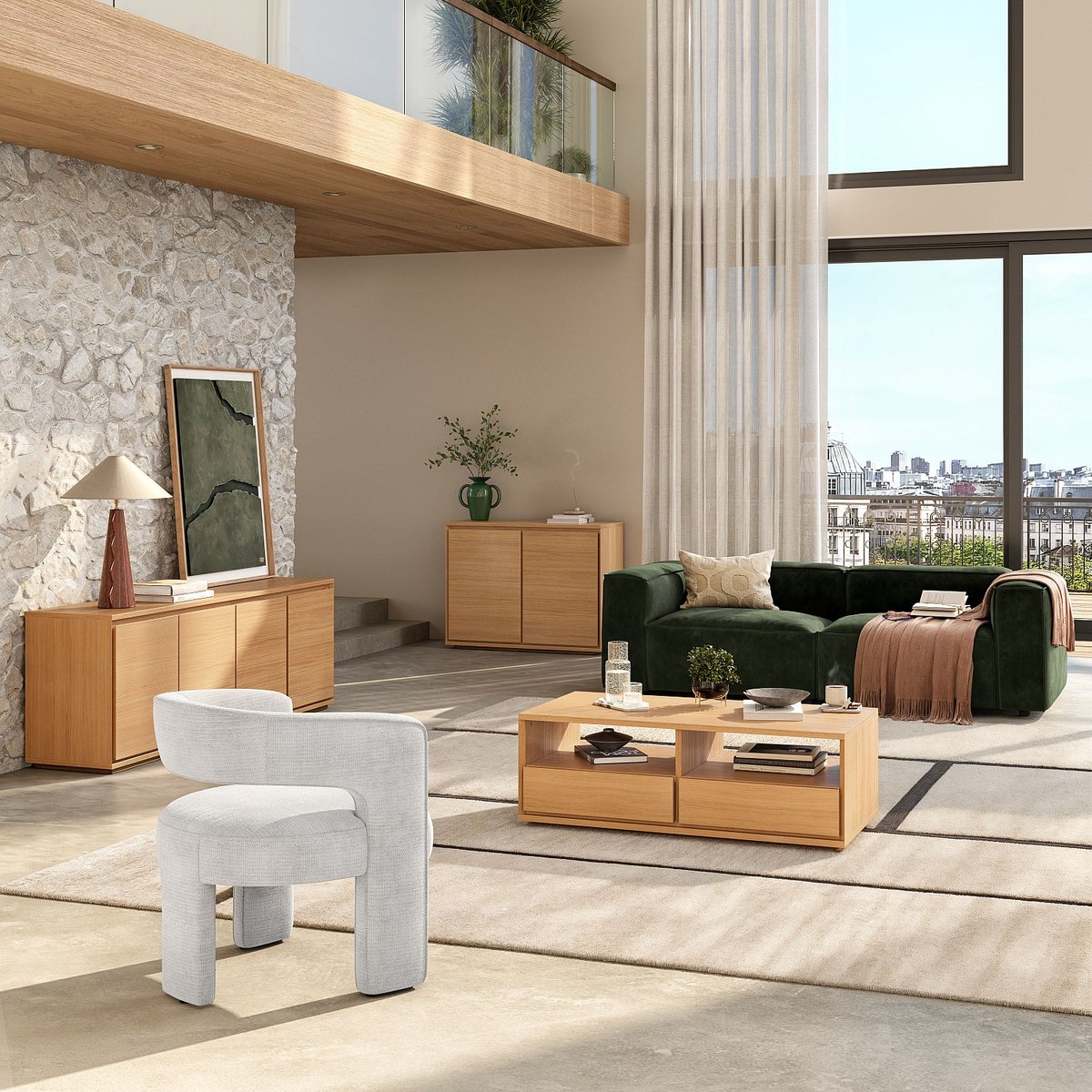 Buffet en chêne HAZO naturel clair, HABITAT