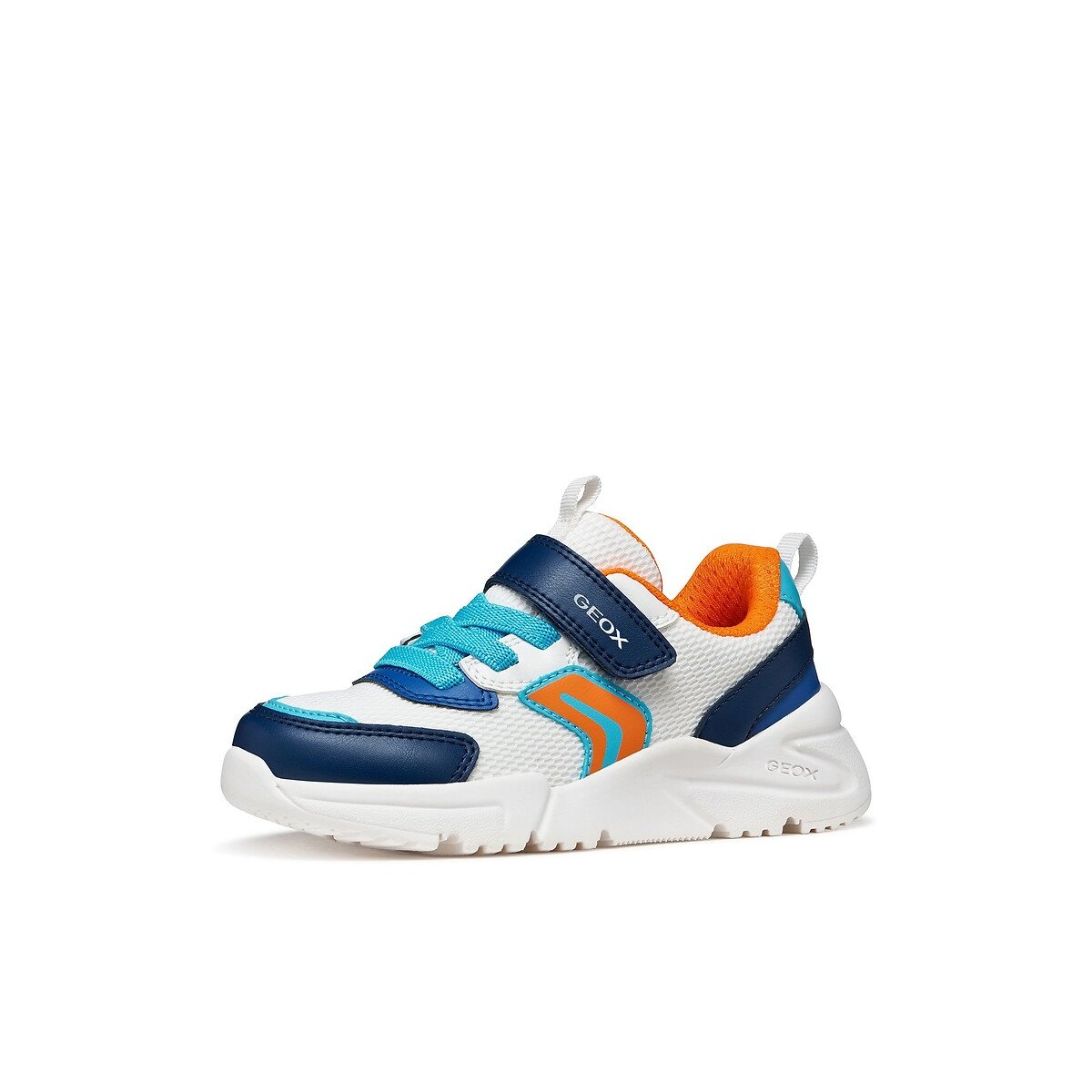 Kids Loftus Breathable Trainers white/blue, GEOX
