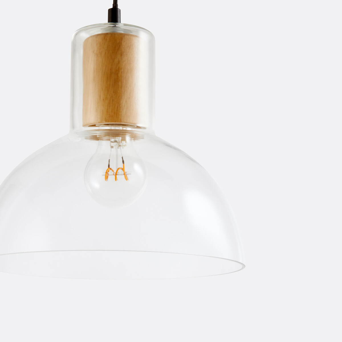 Lámpara de techo de vidrio y madera Ø24,5 cm, Lizia transparente, LA REDOUTE INTERIEURS