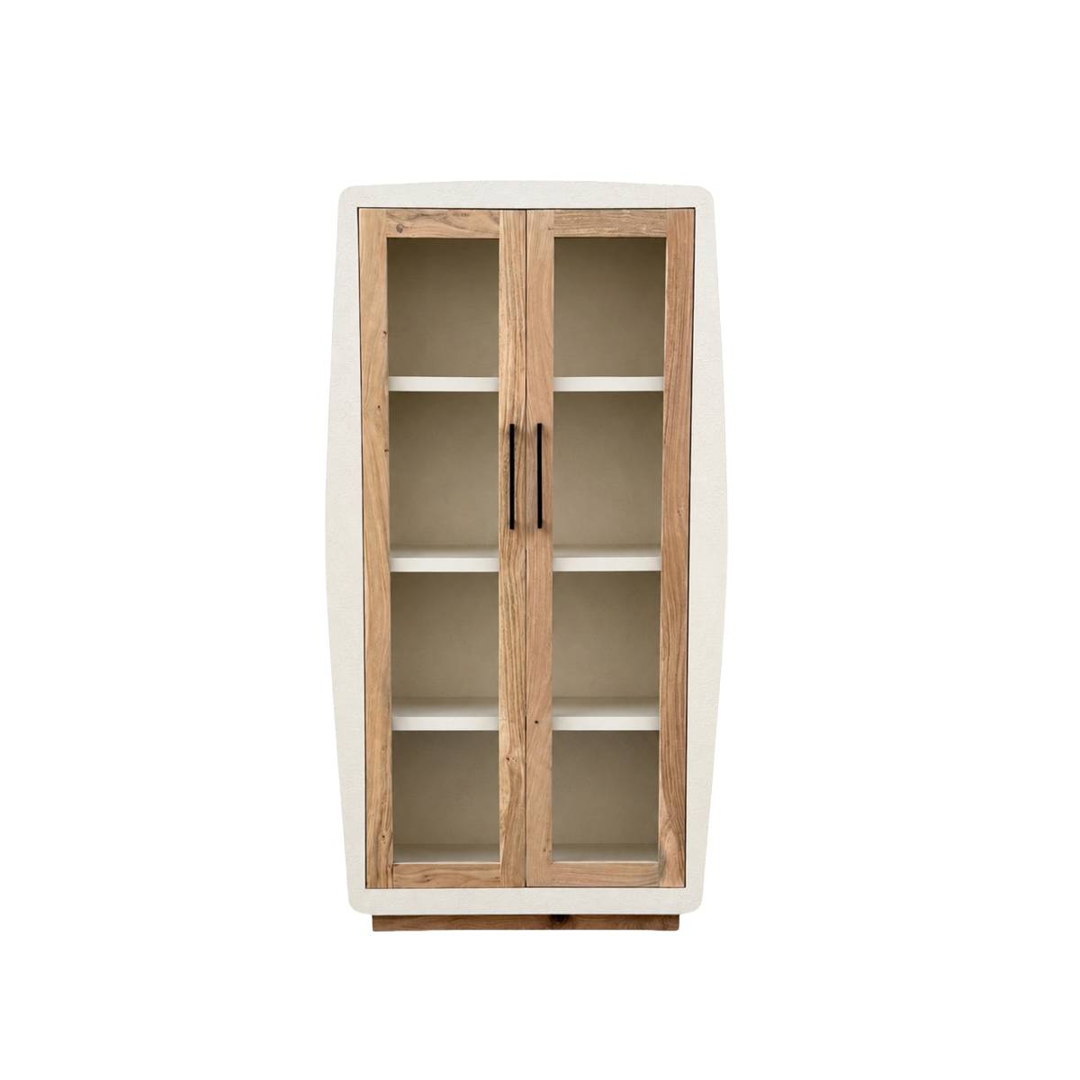 Vitrine en bois effet béton et bois d'acacia DALVA blanc, MADE IN MEUBLES