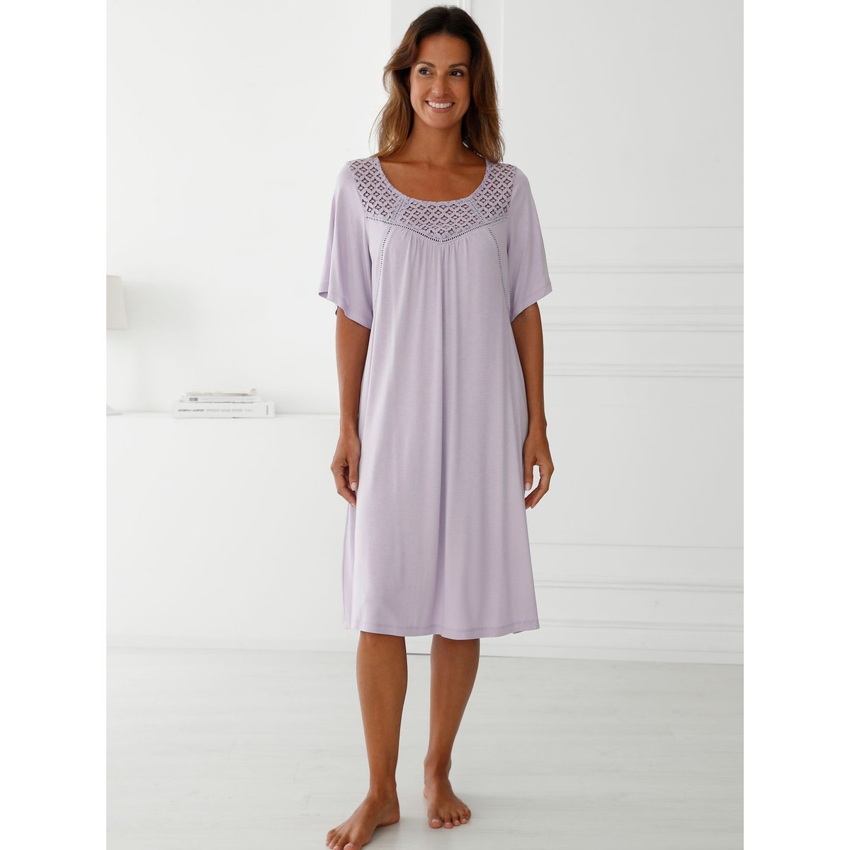 Chemise de nuit évasée fluide lilas, DAXON