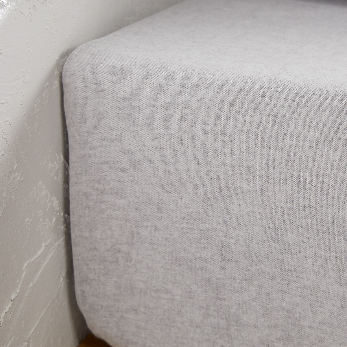 Drap-housse, en flanelle de coton chambray, bonnet 30 cm, Clara gris chiné, LA REDOUTE INTERIEURS