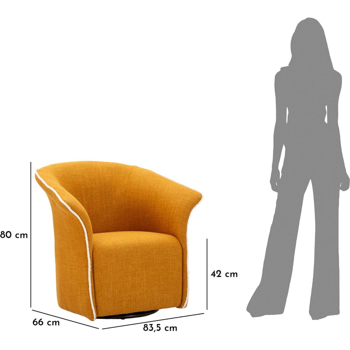 Fauteuil pivotant enveloppant socle en fer MODERN moutarde, RECOLLECTION