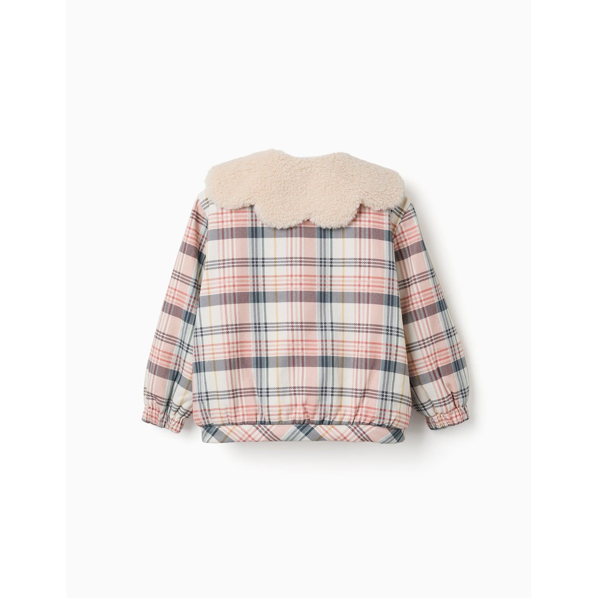 Blouson à carreaux avec col et doublure en sherpa blanc, ZIPPY