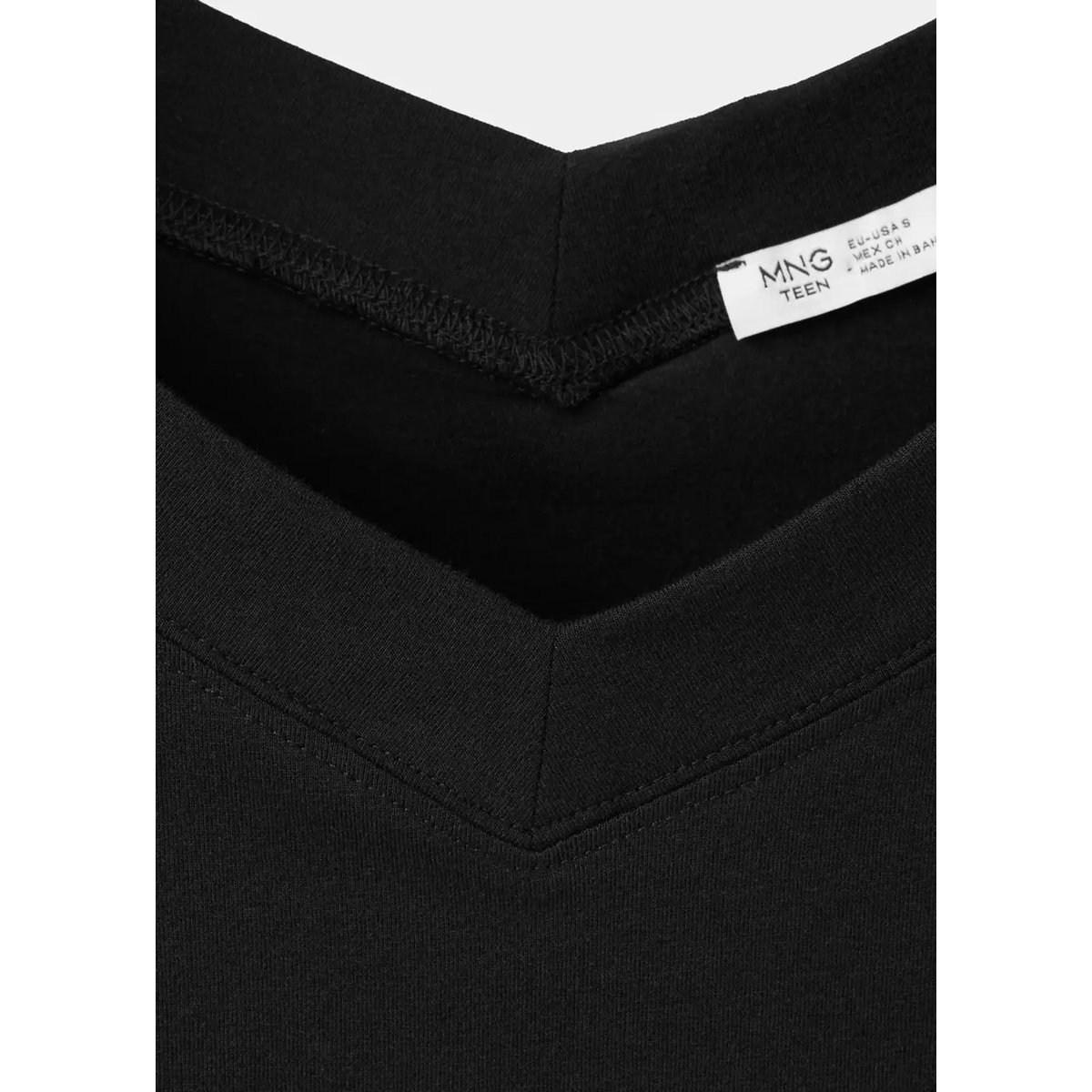 T-shirt décolleté en V noir, MANGO TEEN