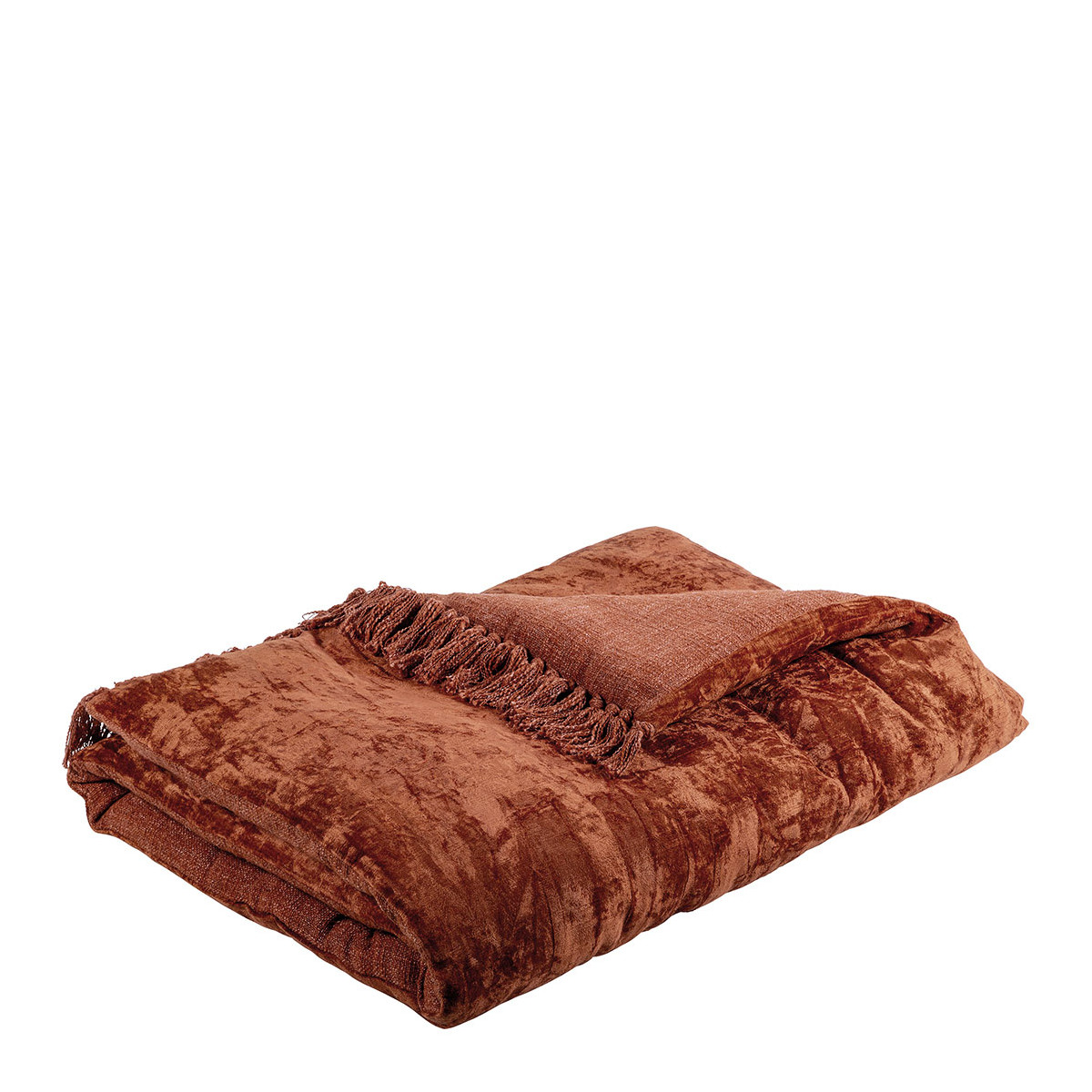 Futon PAULA en velours irisé orange brûlé, BLANC D’IVOIRE
