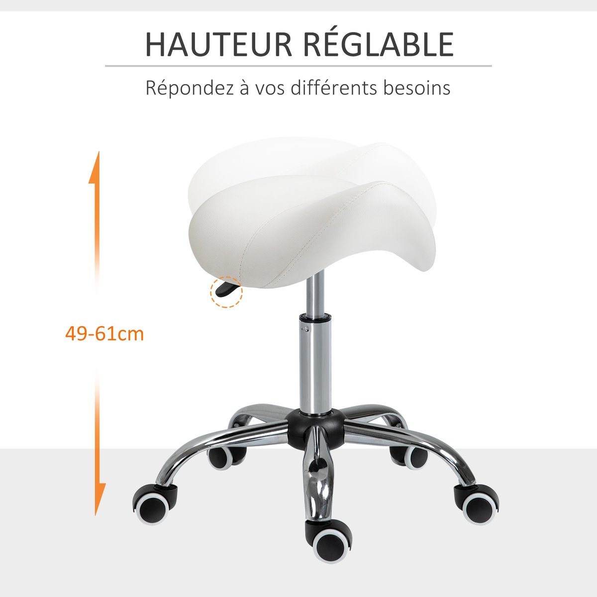 Tabouret de salon Métal Blanc blanc, HOMCOM