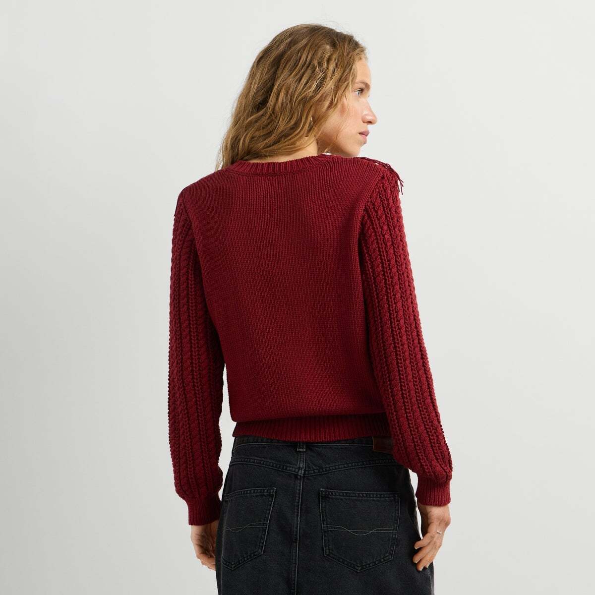Pull Torsadé À Col Rond rouge baie, PEPE JEANS