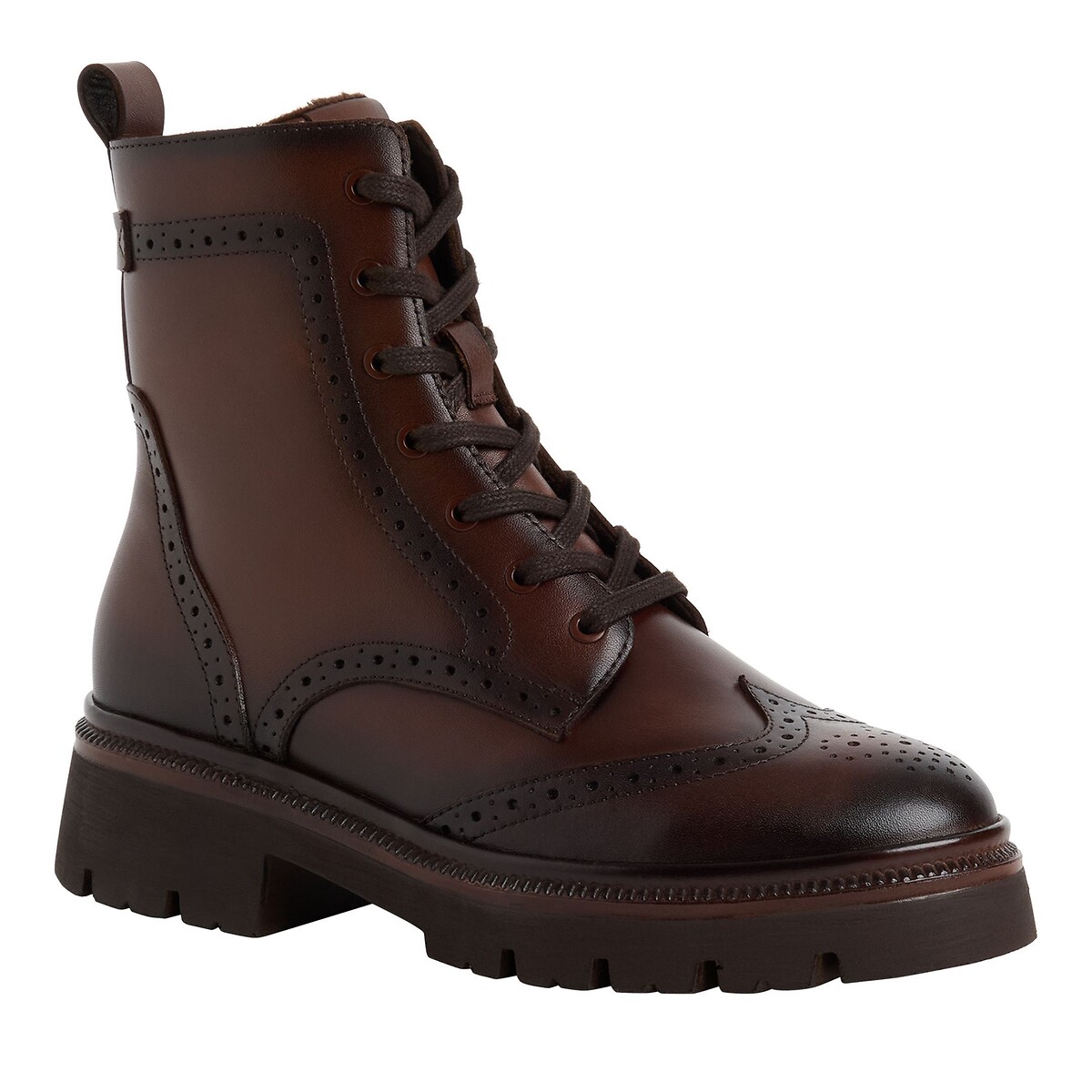 Bottines brogue à lacets, en cuir muscat, TAMARIS