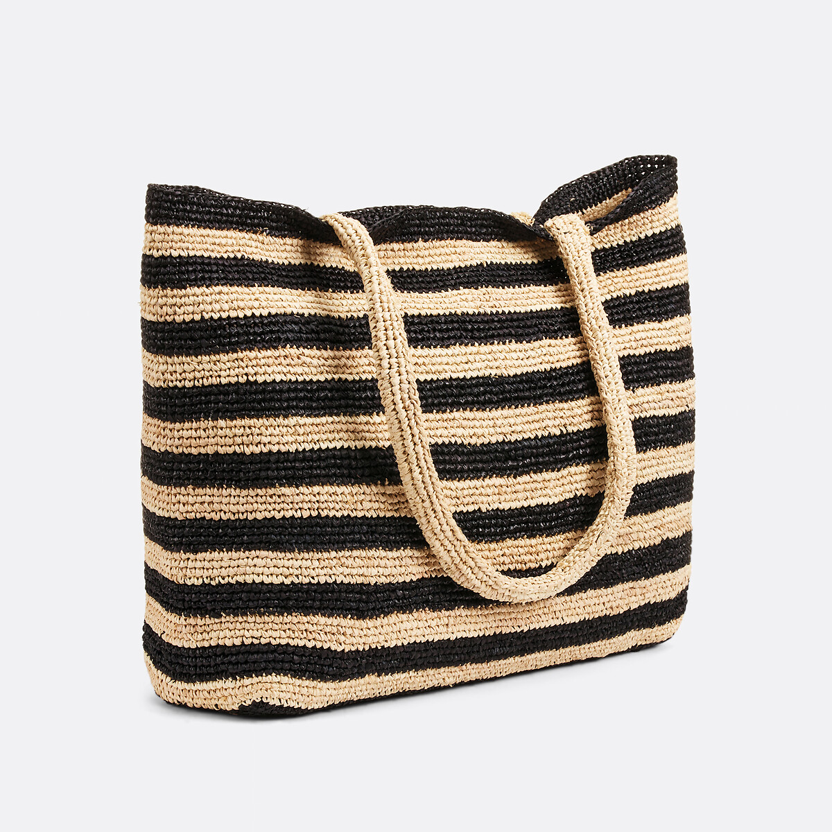 Sac cabas en raphia bicolore noir/naturel, LA REDOUTE COLLECTIONS