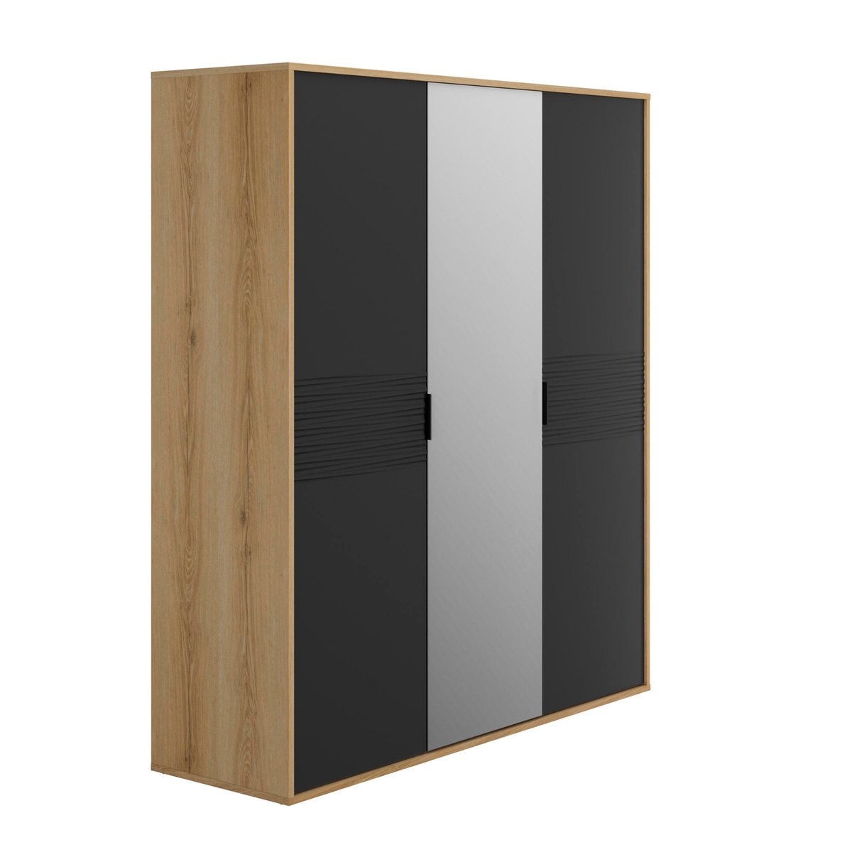 Armoire 3 portes mat avec miroir central beige, GAMI