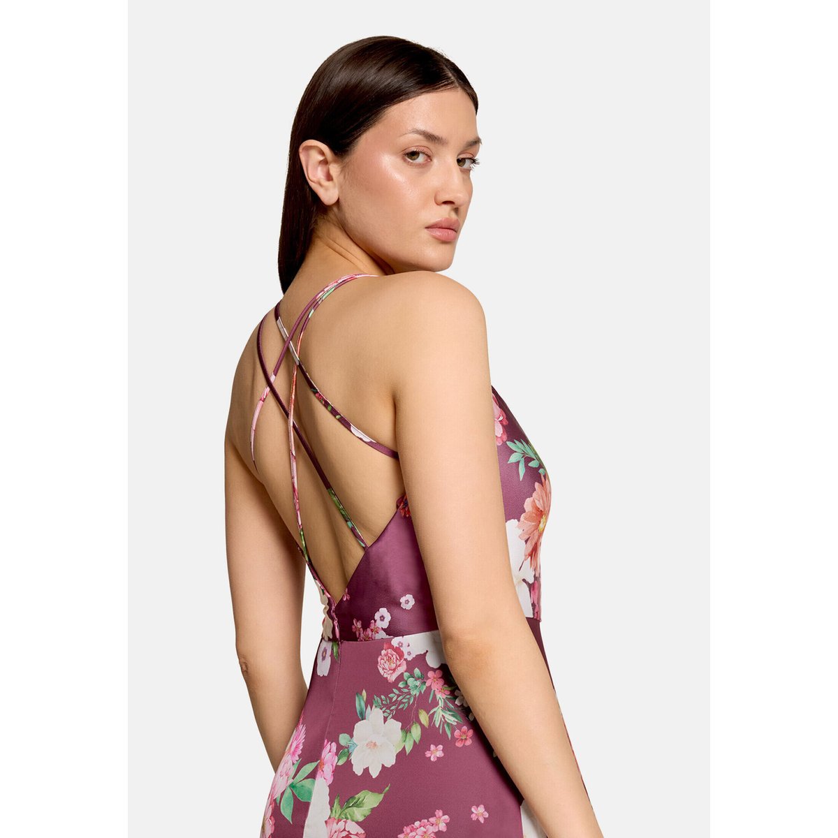 Robe de soirée à encolure en v dark red/pink, VERA MONT