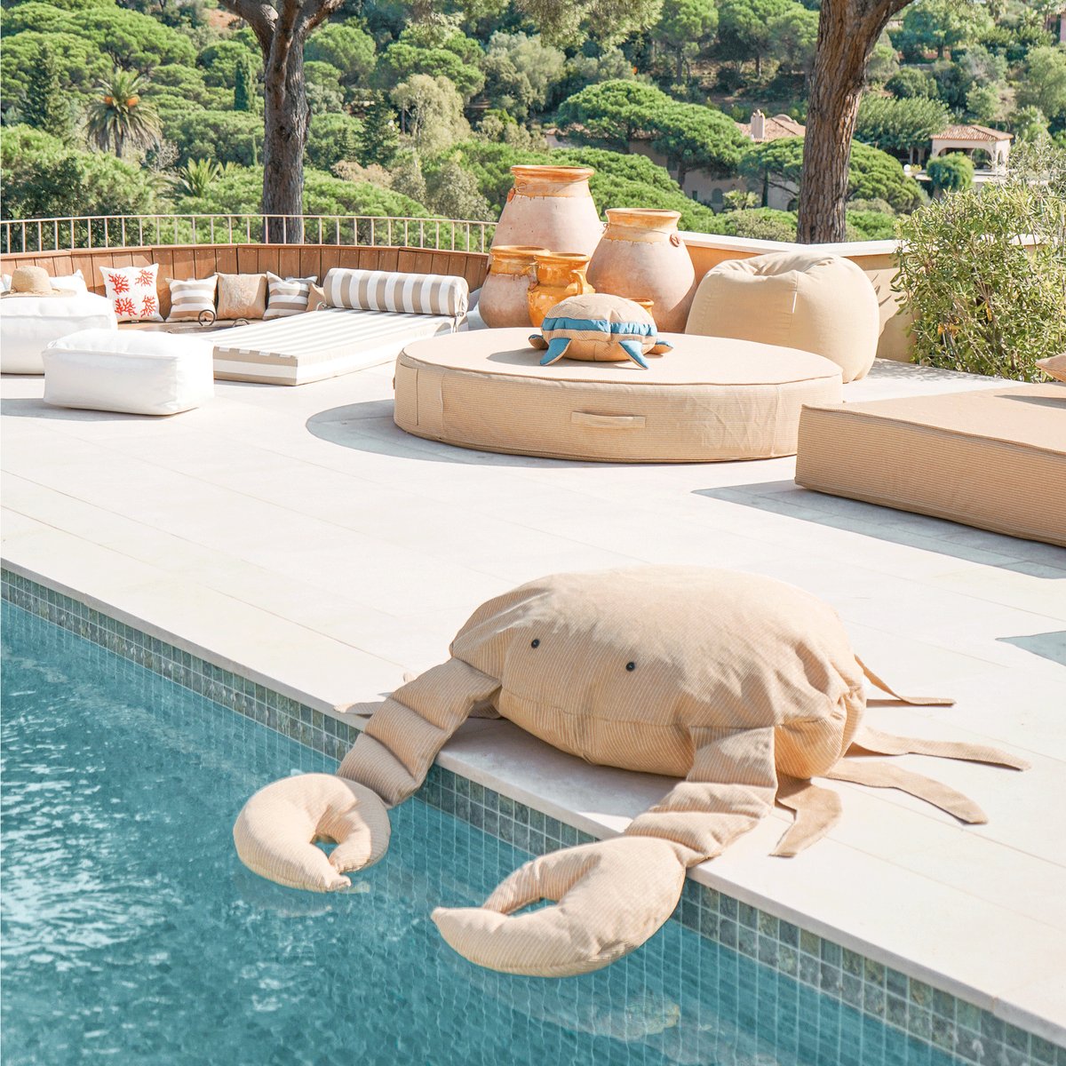 Pouf crabe extérieur flottant déhoussable beige, MX HOME
