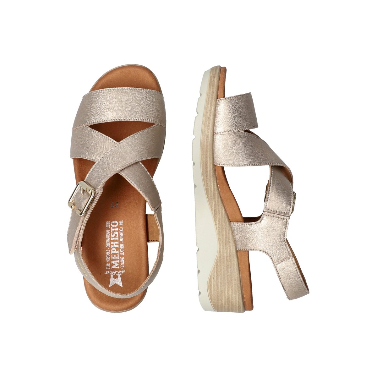 Sandales en cuir CLAUDINE gris platine p5142024, MEPHISTO