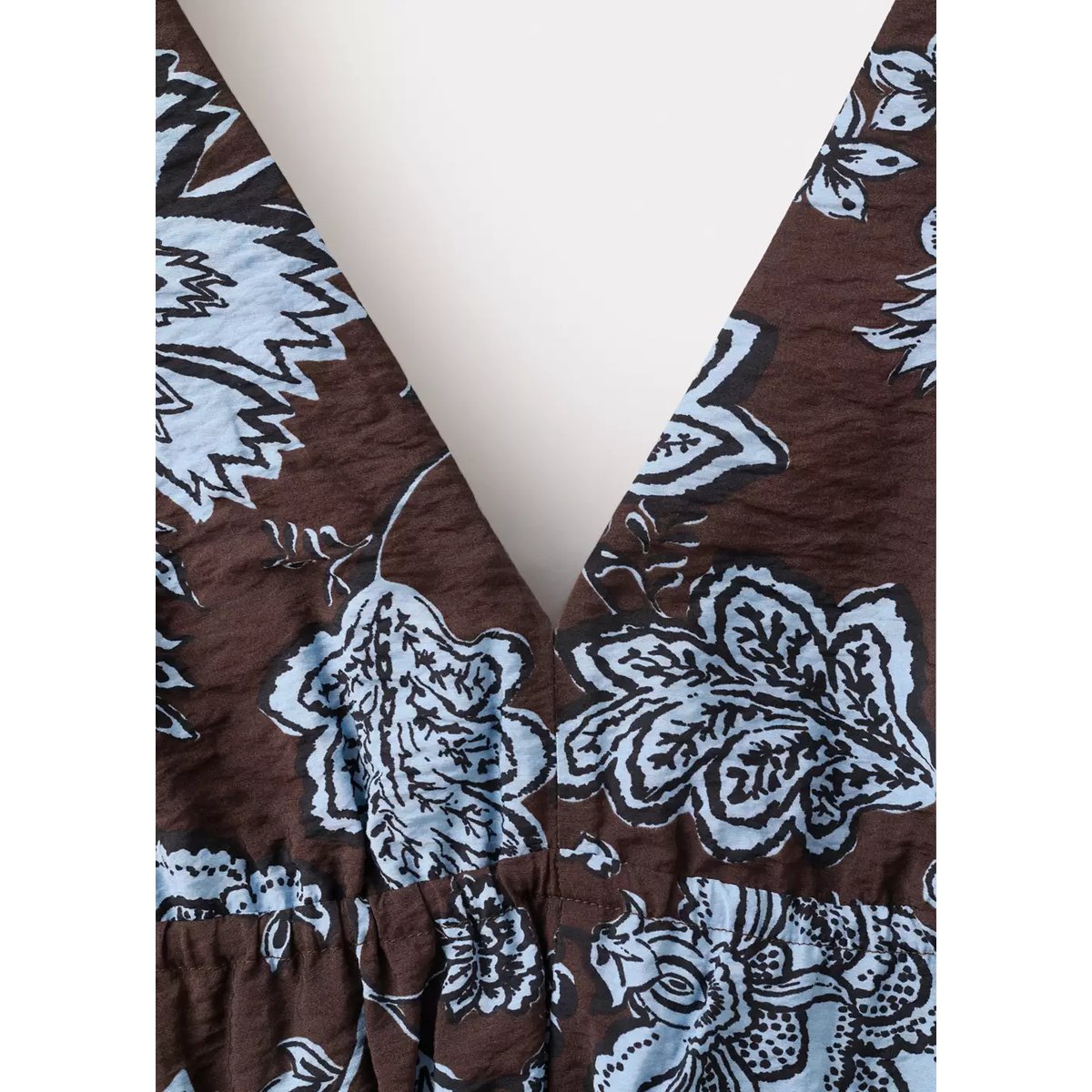 Robe florale détails froncés chocolat, MANGO