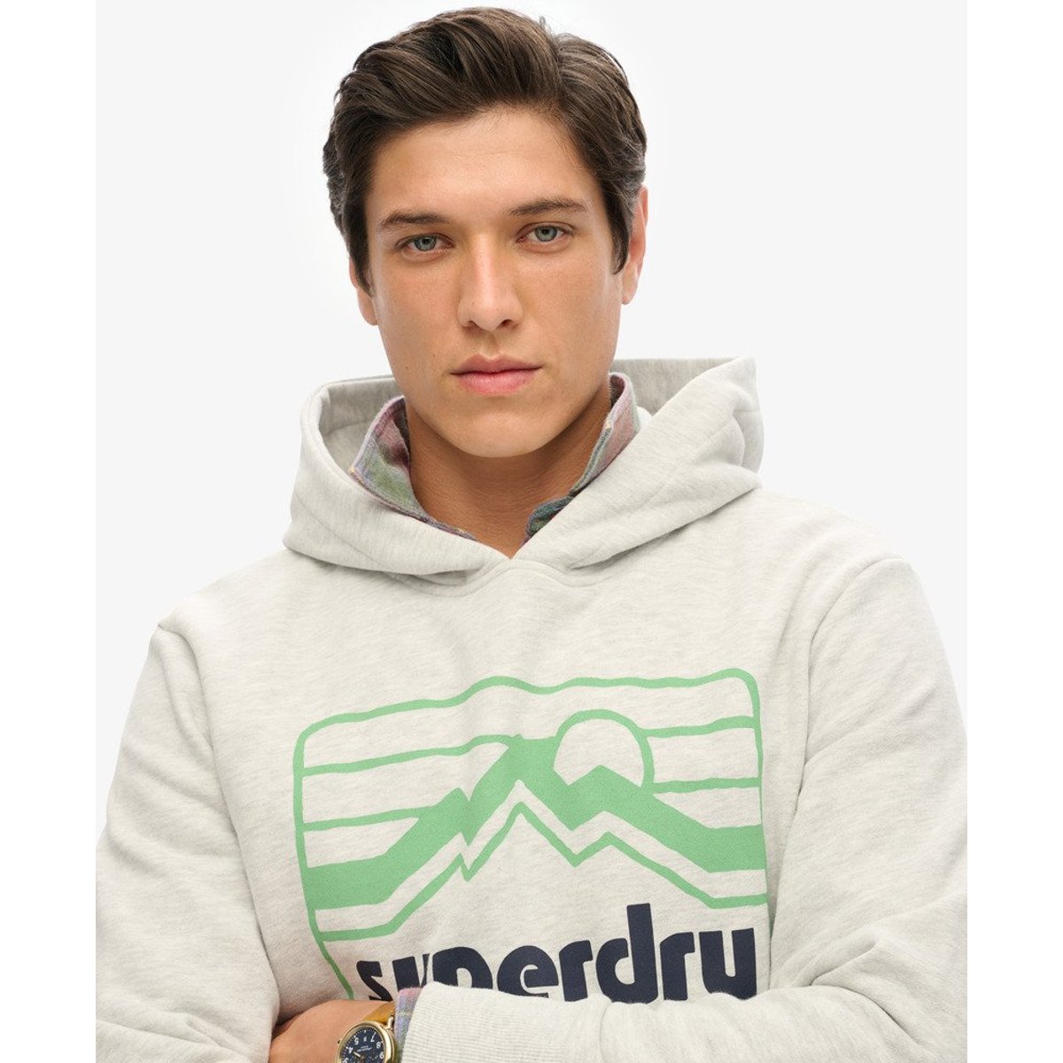 Sweat à capuche Vintage 90s Terrain gris glacier chiné, SUPERDRY