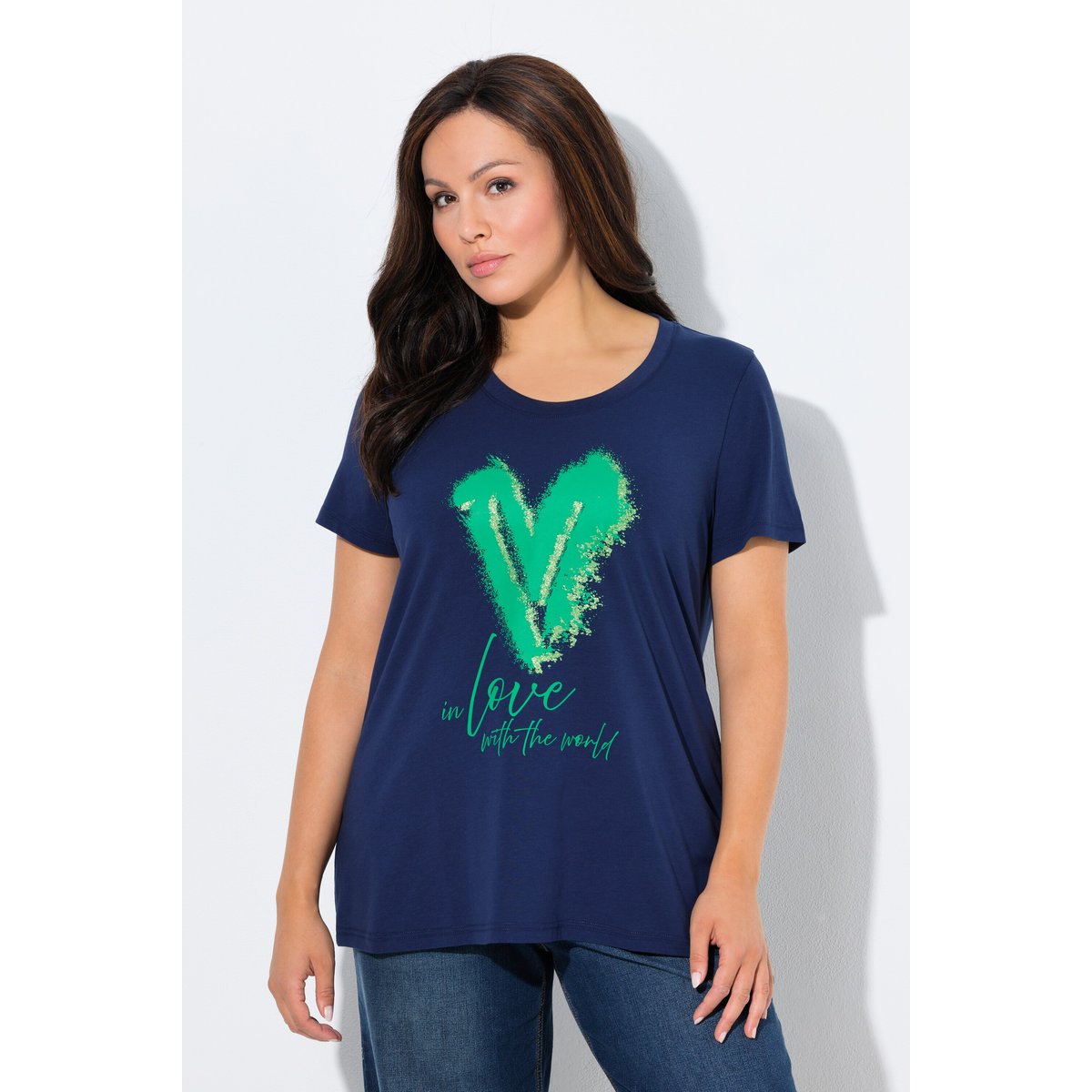 T-shirt motif cœur bleu encre, ULLA POPKEN