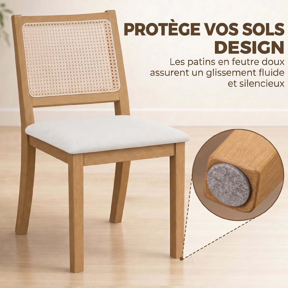 Chaise de salle à manger Bois d'hévéa Crème crème, chêne, HOMCOM