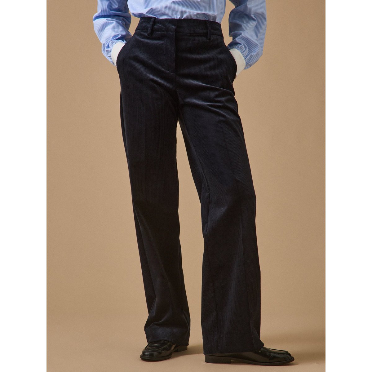 Pantalon large velours Juliette marine, CYRILLUS