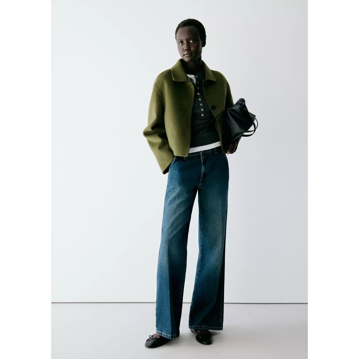 Veste laine col classique vert, MANGO