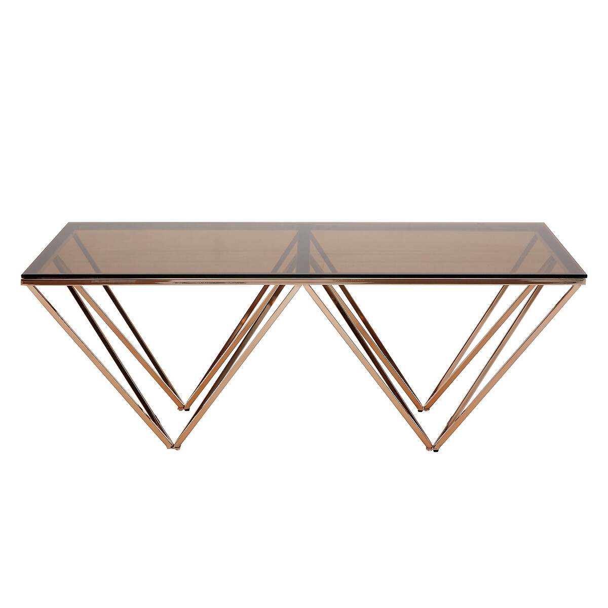 Amber Smoked Glass Coffee table with Champagne Metal Legs gold-coloured, SO'HOME