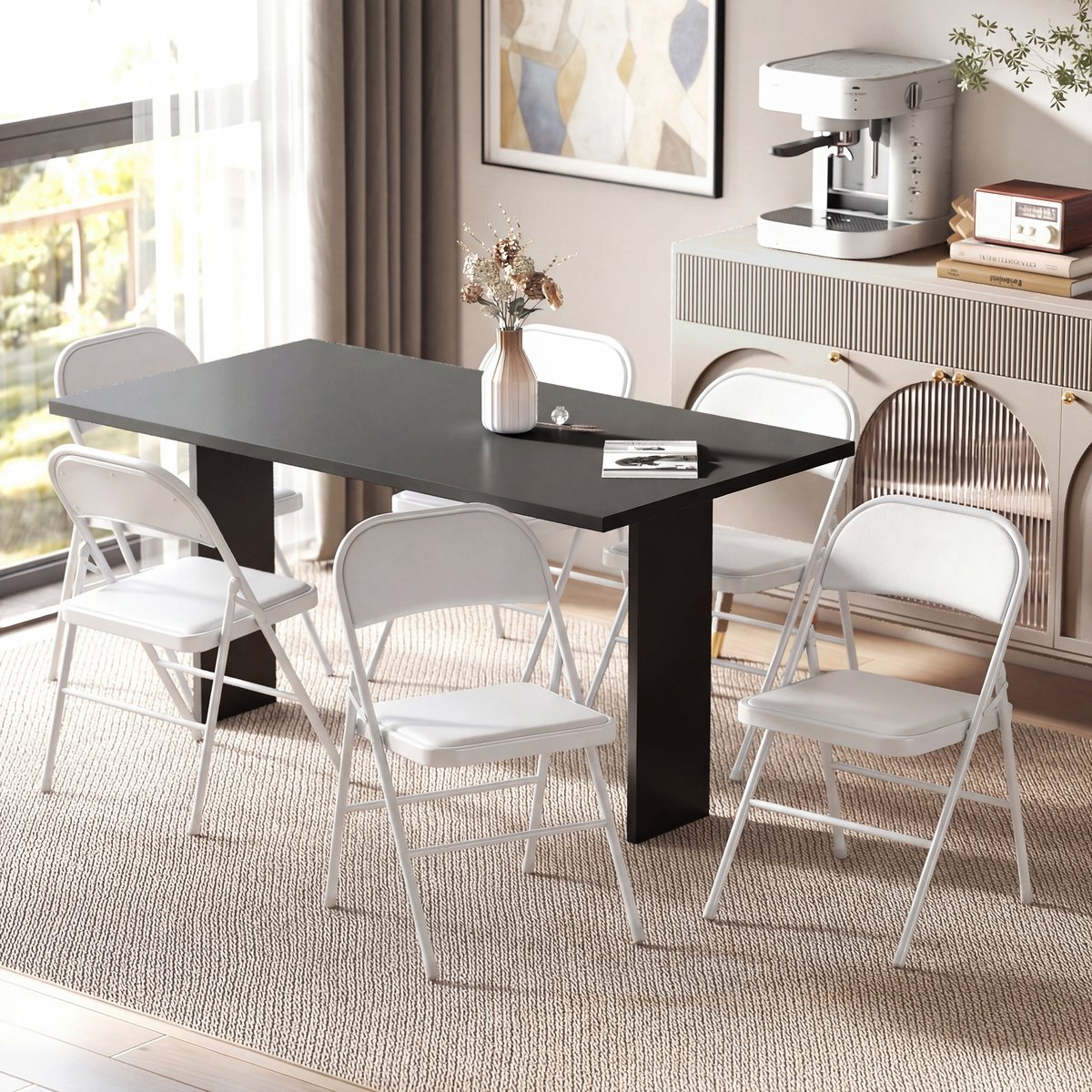 Chaise pliante Revêtement synthétique Blanc blanc, HOMCOM