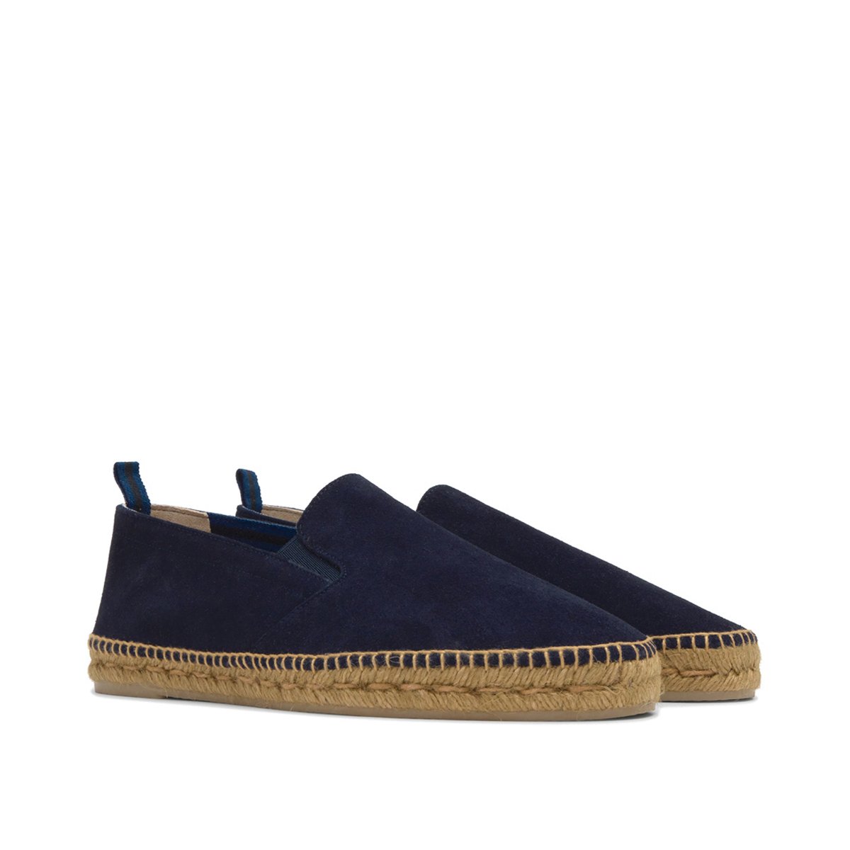 Espadrilles plates en cuir avec empiècements élastiqués JOEL PLATFORM bleu nuit, CASTANER