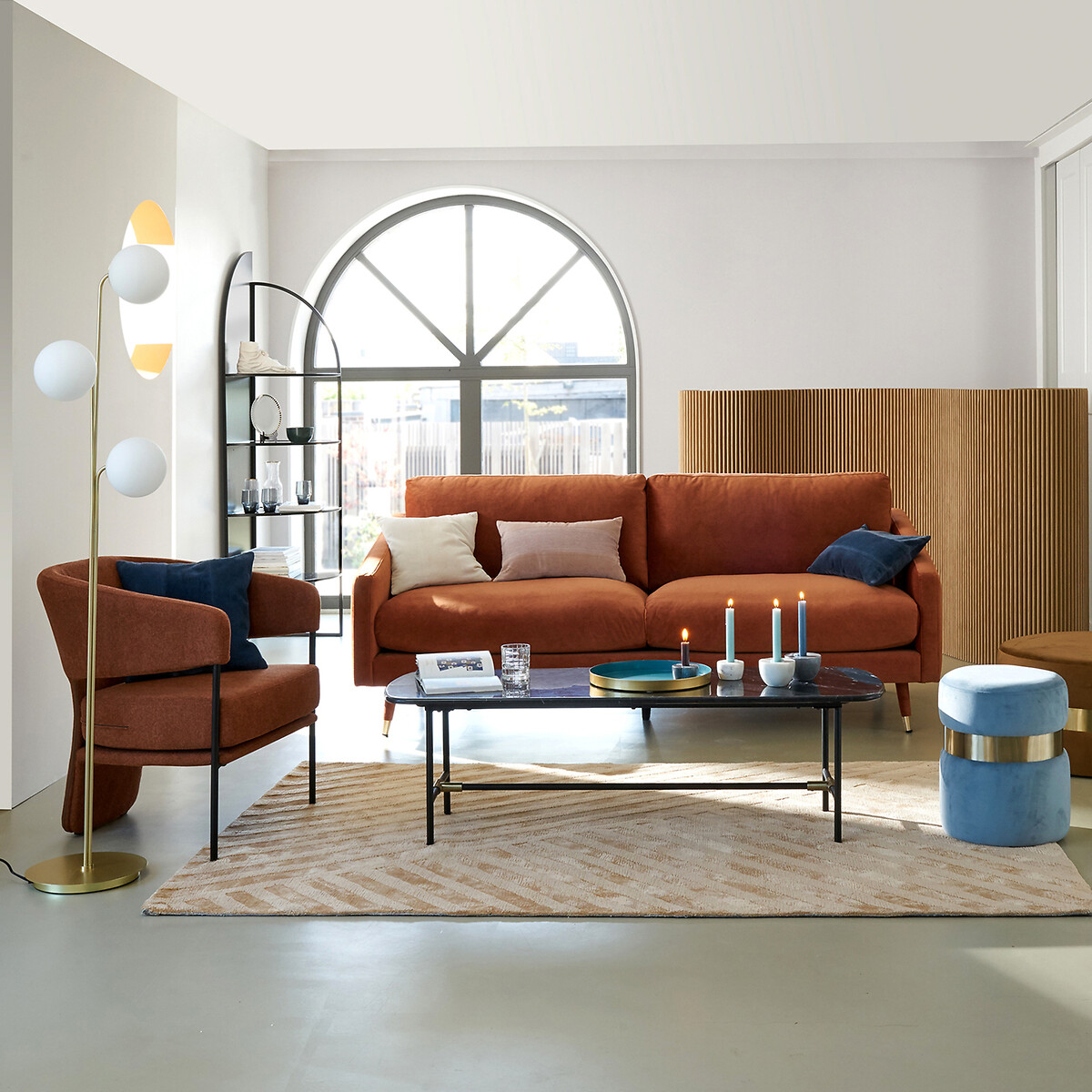Moricio Brass & Opaline Glass Floor Lamp white, LA REDOUTE INTERIEURS