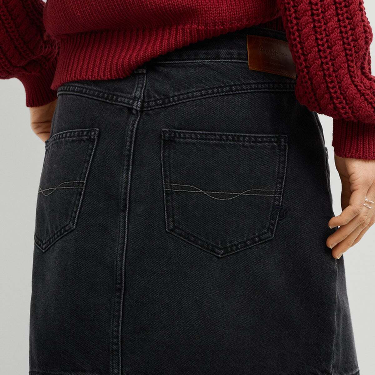 Jupe Courte Coupe Regular En Denim 11,5 oz noir/noir rigide den, PEPE JEANS