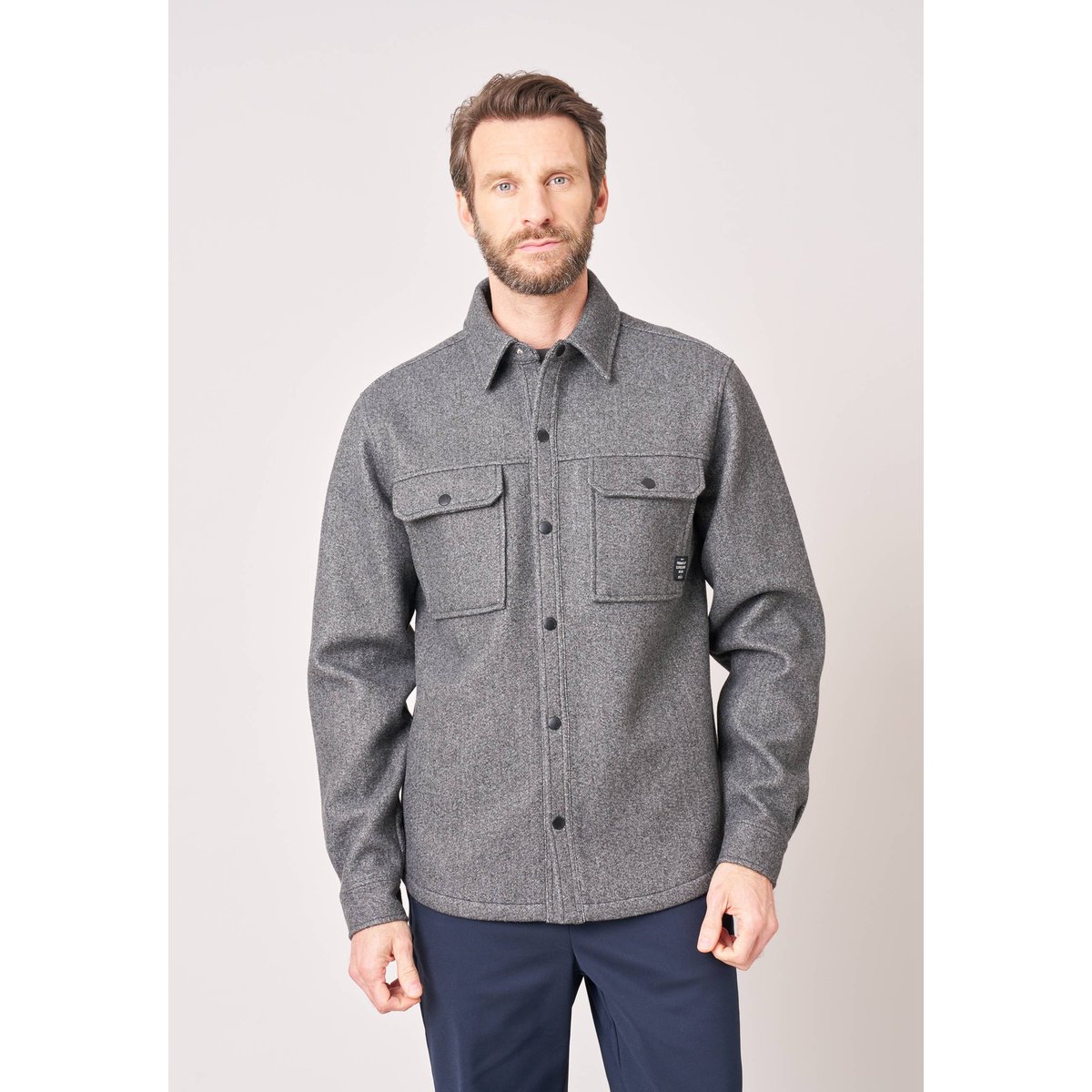 Chemise uni homme TAIZO grey mel, DEELUXE
