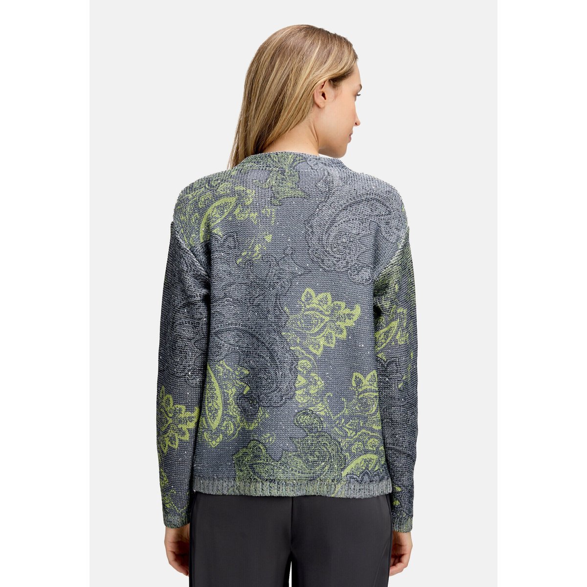 Pull-over en maille à paillettes gris/vert, BETTY BARCLAY