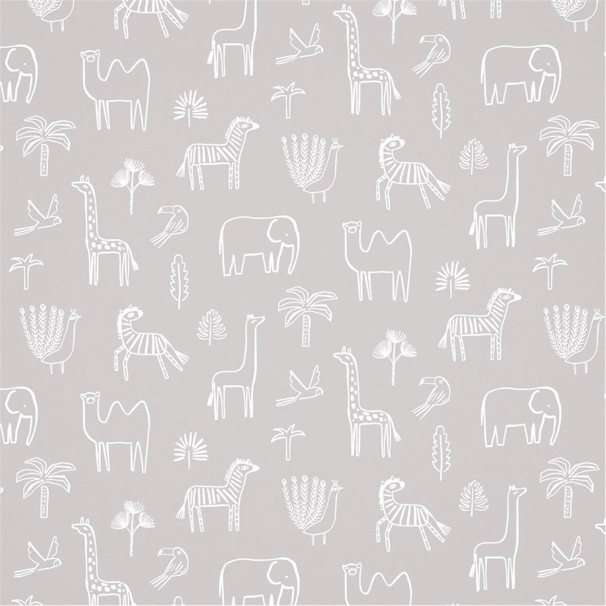 50x1000cm Funky Jungle Wallpaper Stone raw linen, HARLEQUIN
