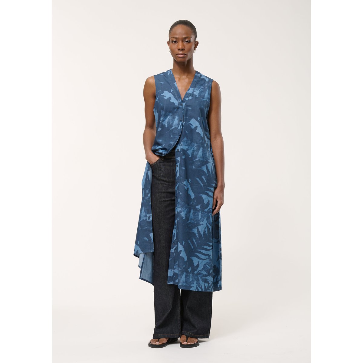 Robe chemise imprimée navy/denim, HUMILITY
