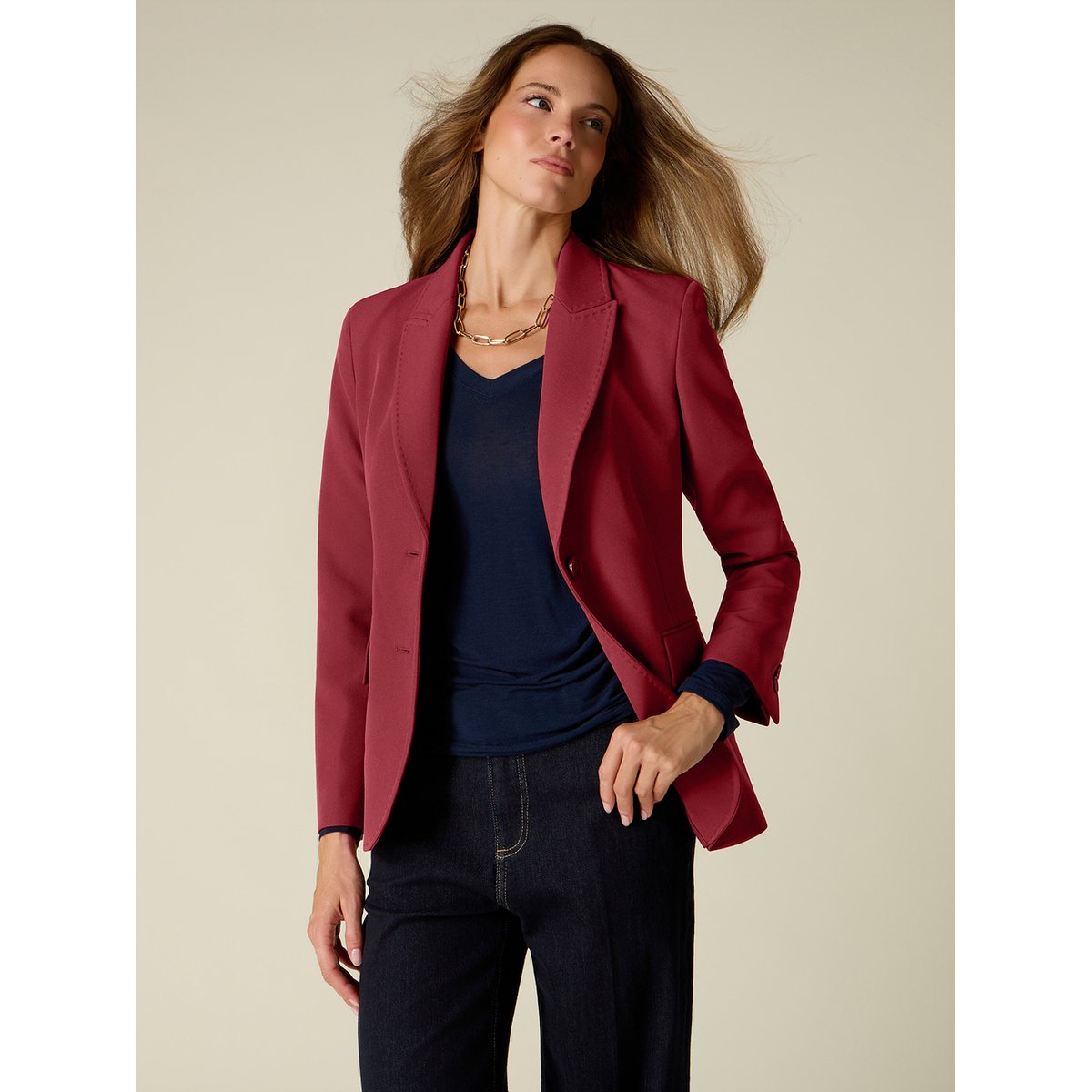 Blazer avec surpiqûres tailleur blanc, OLTRE