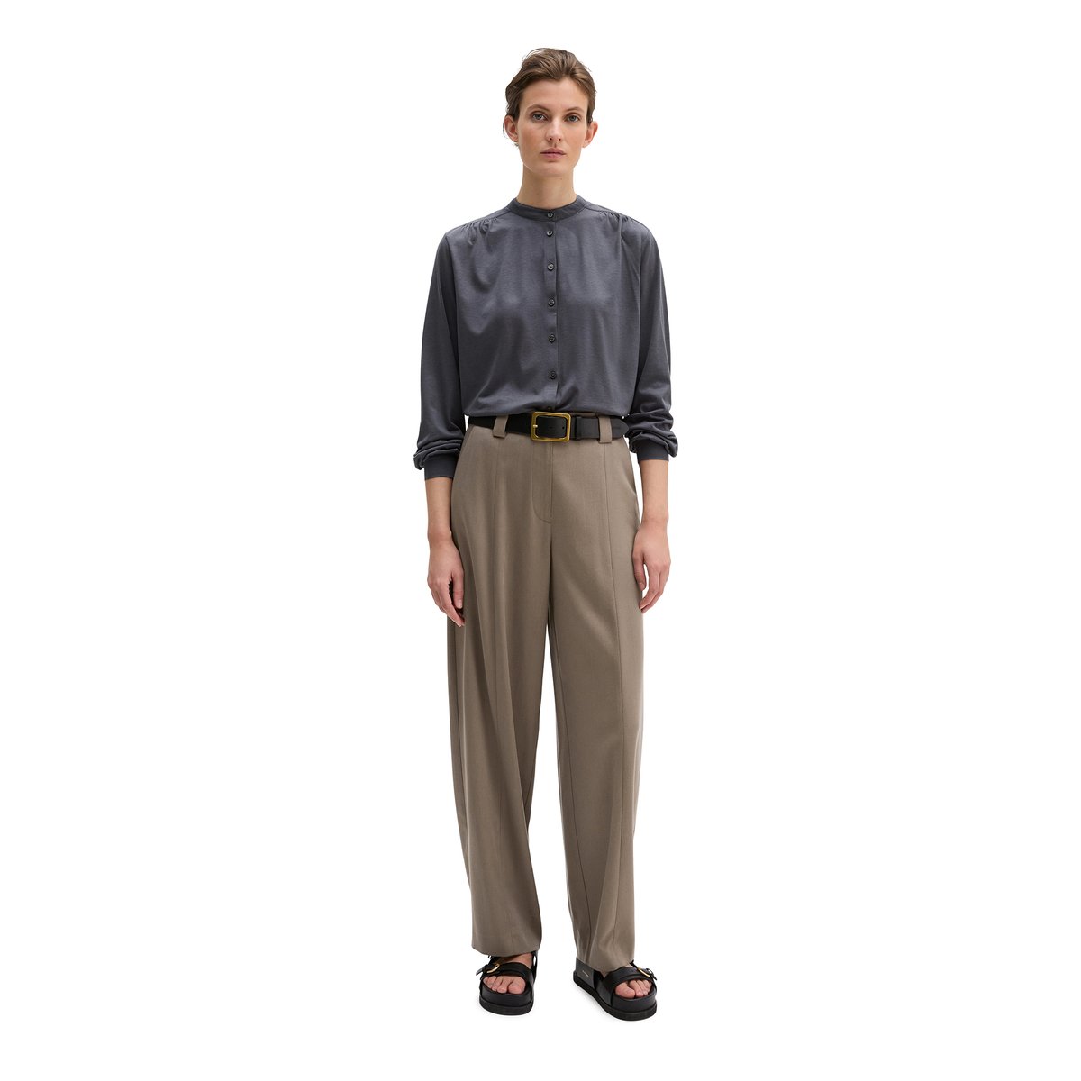 Blouse en jersey loose en TENCEL™ Modal gris foncé, MARC O'POLO