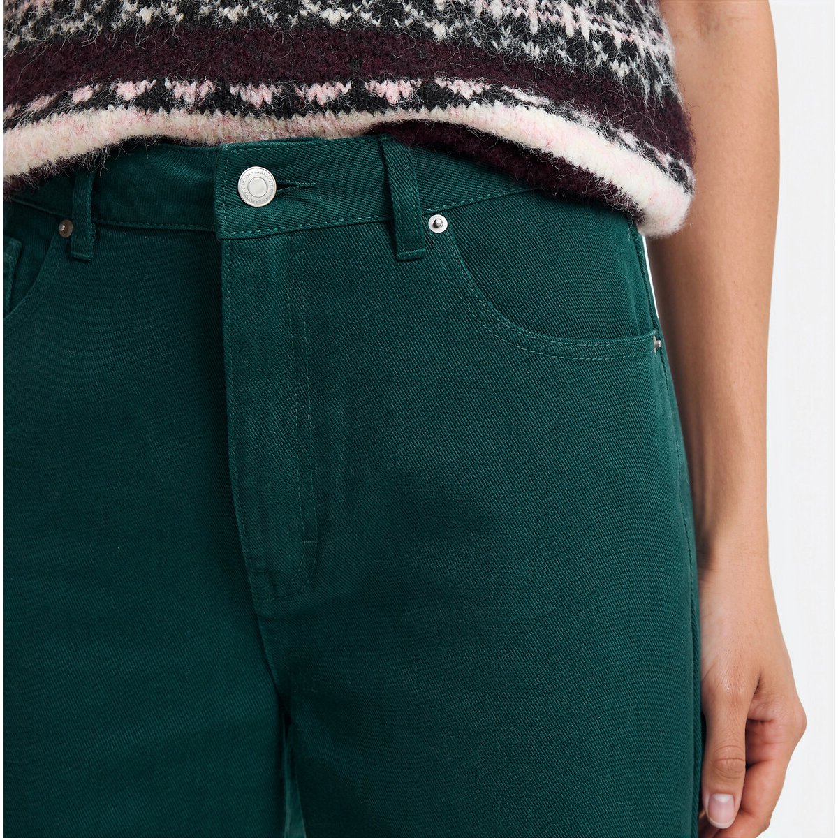 Pantalon large en coton vert, LA REDOUTE COLLECTIONS