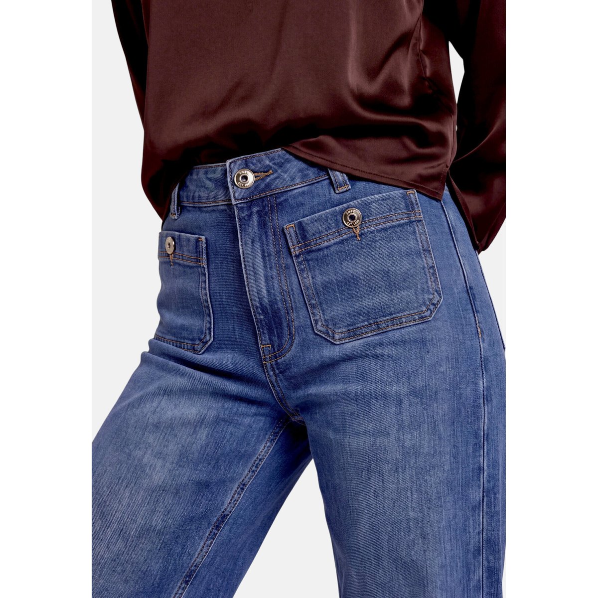 Basic-Jeans basique à poches plaquées middle blue denim, ZERO