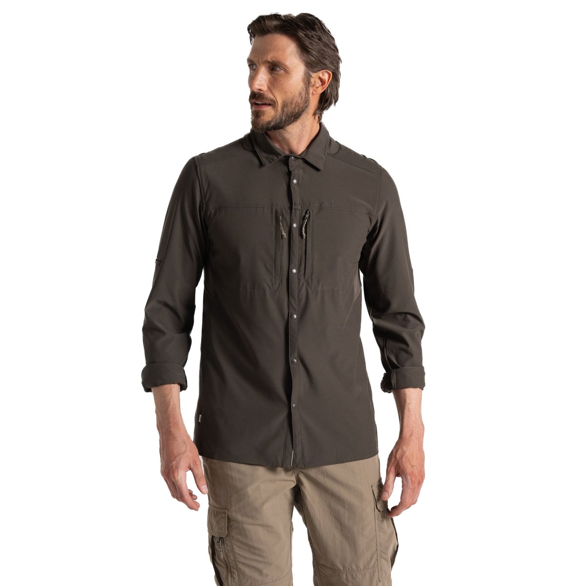 Chemise unie manches longues beige, CRAGHOPPERS