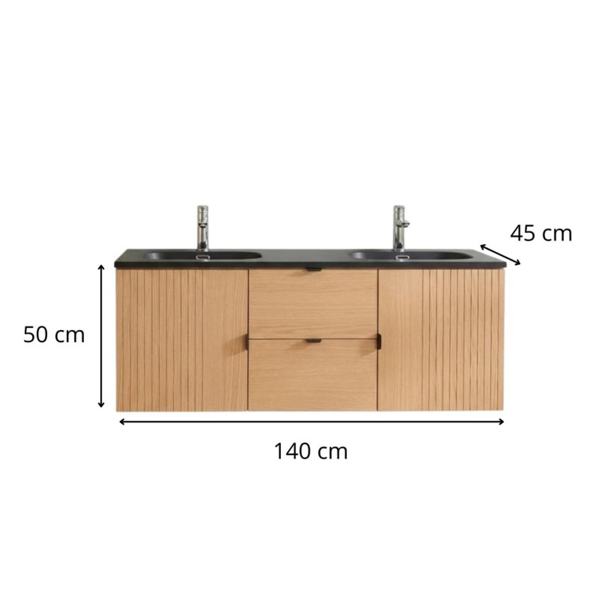 Meuble double vasque suspendu chêne Studio bois, MOB IN