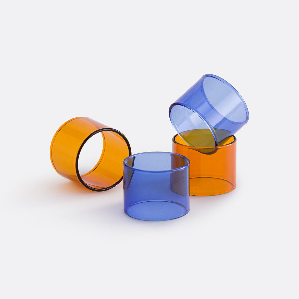 Set di 4 portatovaglioli in vetro borosilicato, ORYN blu/arancione, LA REDOUTE INTERIEURS