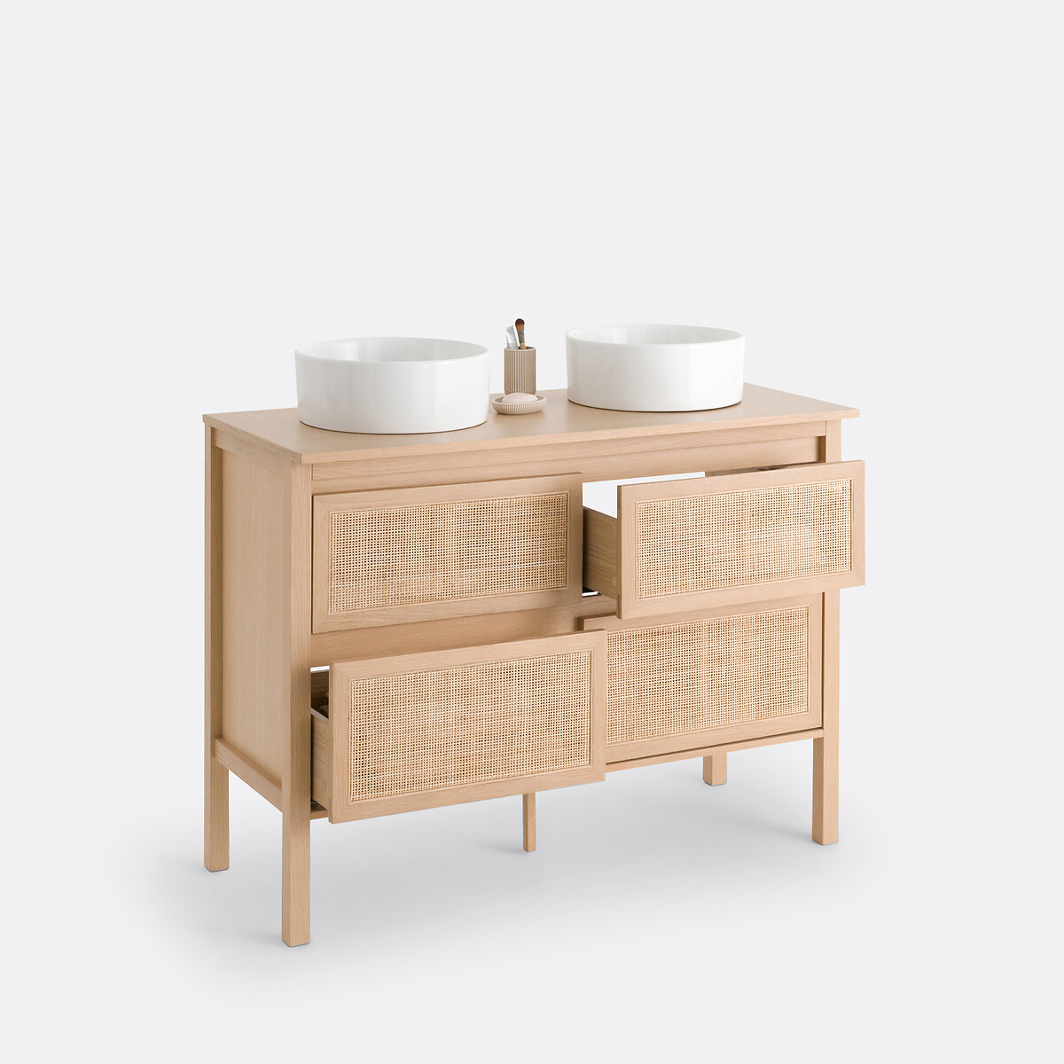 Meuble sous vasque, 4 tiroirs, en cannage largeur 120 cm, LUMPA naturel, LA REDOUTE INTERIEURS