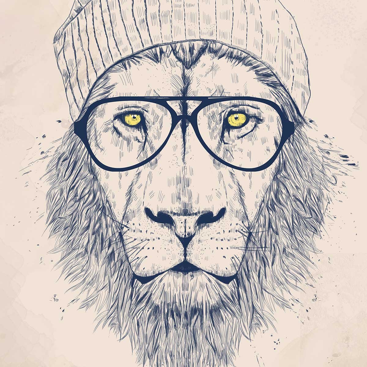 Affiche enfant lion affiche seule, HEXOA