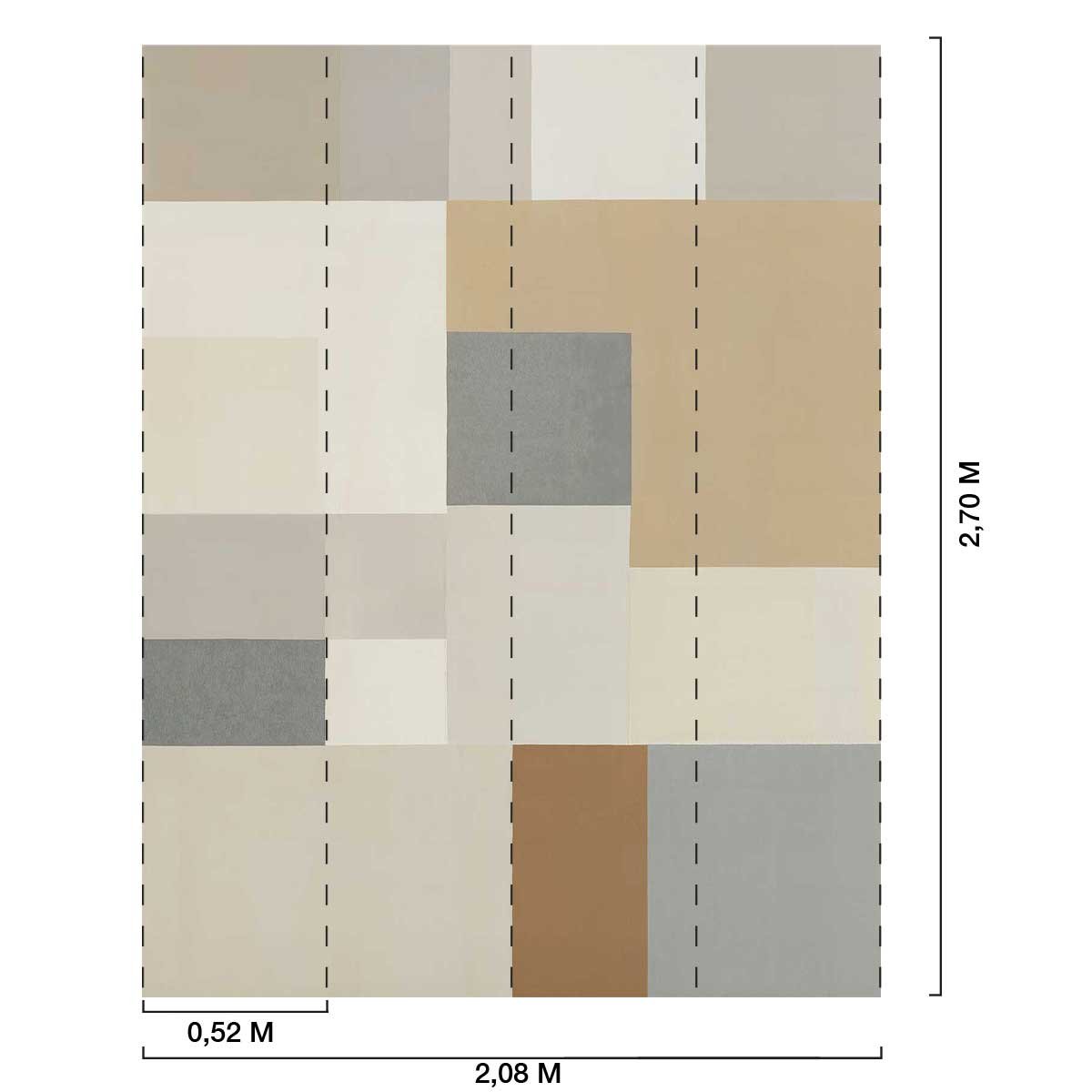 Papier peint Mosaïque Grège multicolore, HEXOA