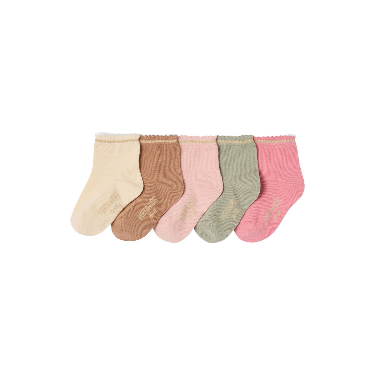 Lot de 5 paires de chaussettes bébé avec détails scintillants sable, VERTBAUDET