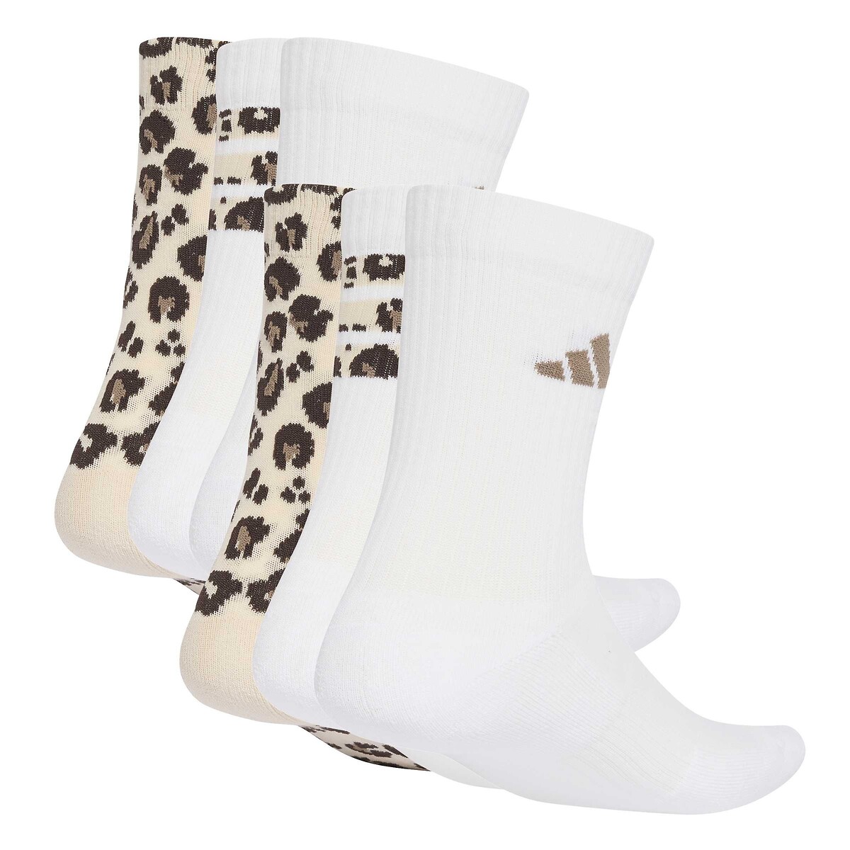 Lot de 3 paires de chaussettes mi-hautes blanc/léopard, adidas Performance