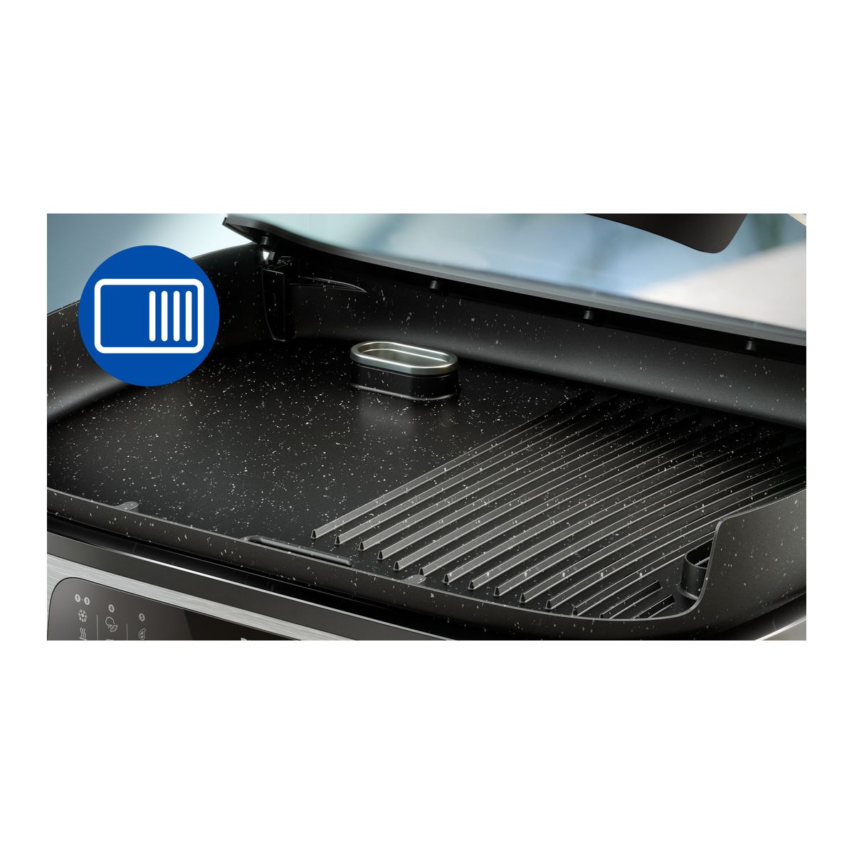 Plancha électrique HD6212/90  couvercle verre à poser, 50x25 cm couleur unique, PHILIPS