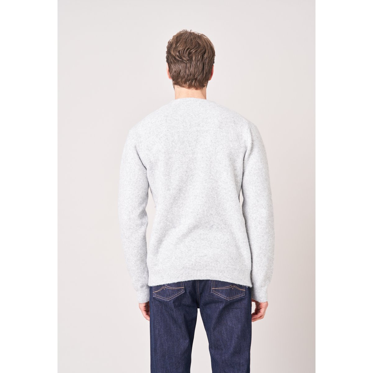 Pull homme motif losanges maille douce PIERRE gris clair chiné, DEELUXE